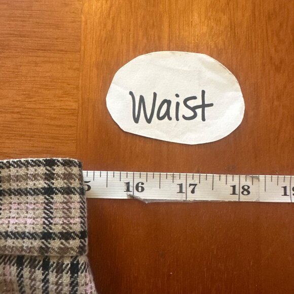 Pleated Brown Plaid Midi Skirt With Gold Chain Accent By Apparelel L - Picture 5 of 6